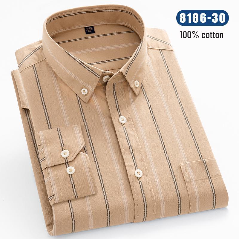 Men's Long Sleeve Striped Oxford Button-Down Shirt - New Color