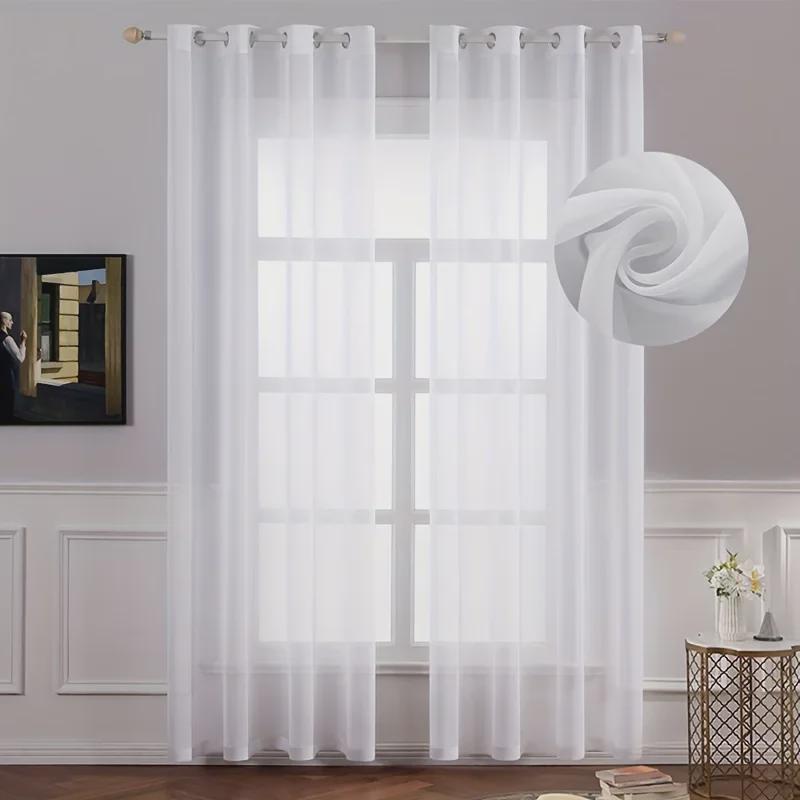 Solid Color Double String Terylene Semi-Light-Blocking Gauze Curtain