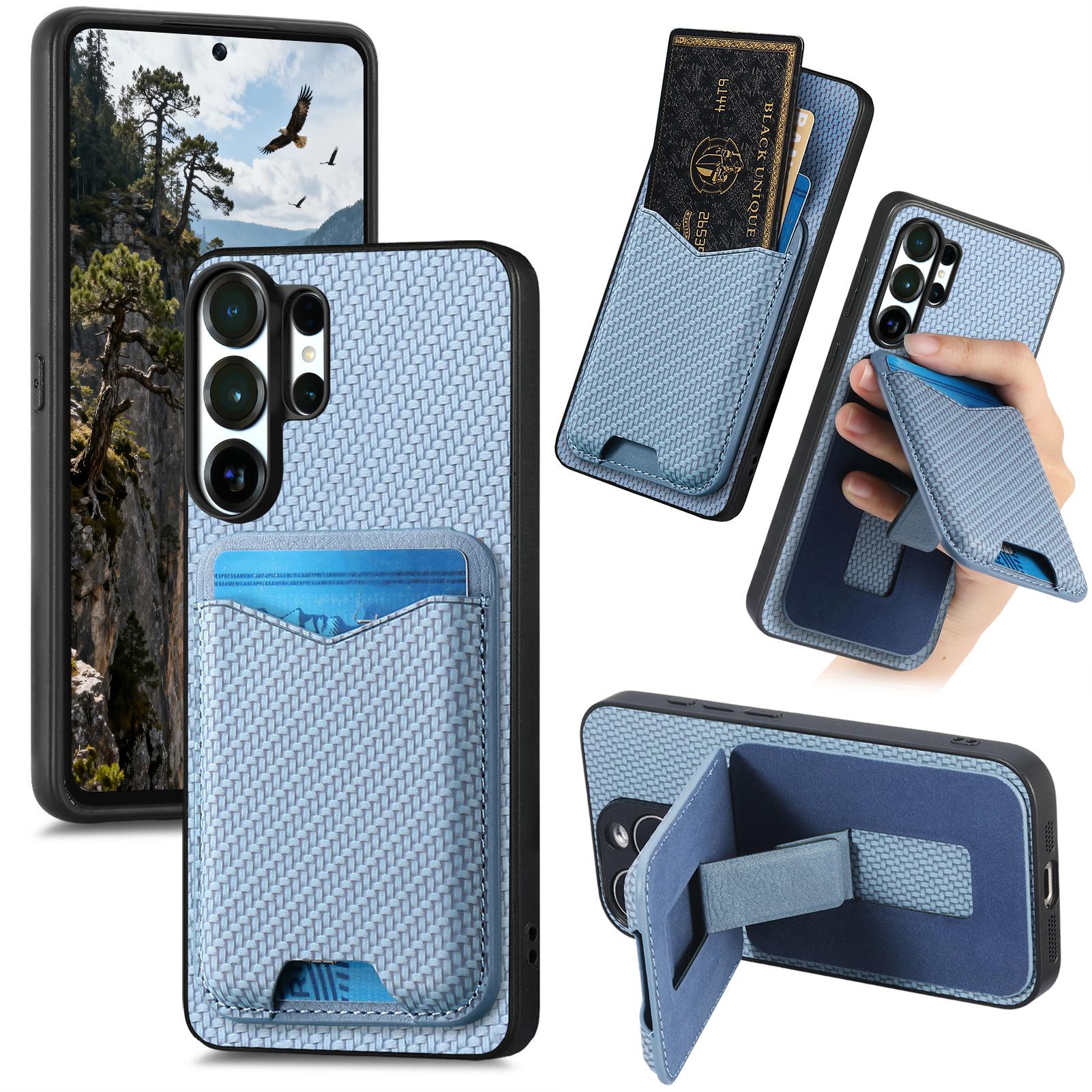 

Business Carbon Fibre Vertical Cards Solt Wallet Case for Samsung S26 S25FE Ultra S24 Plus S23 S22 S21 Kickstand Phone Cover Galaxy S22 5G