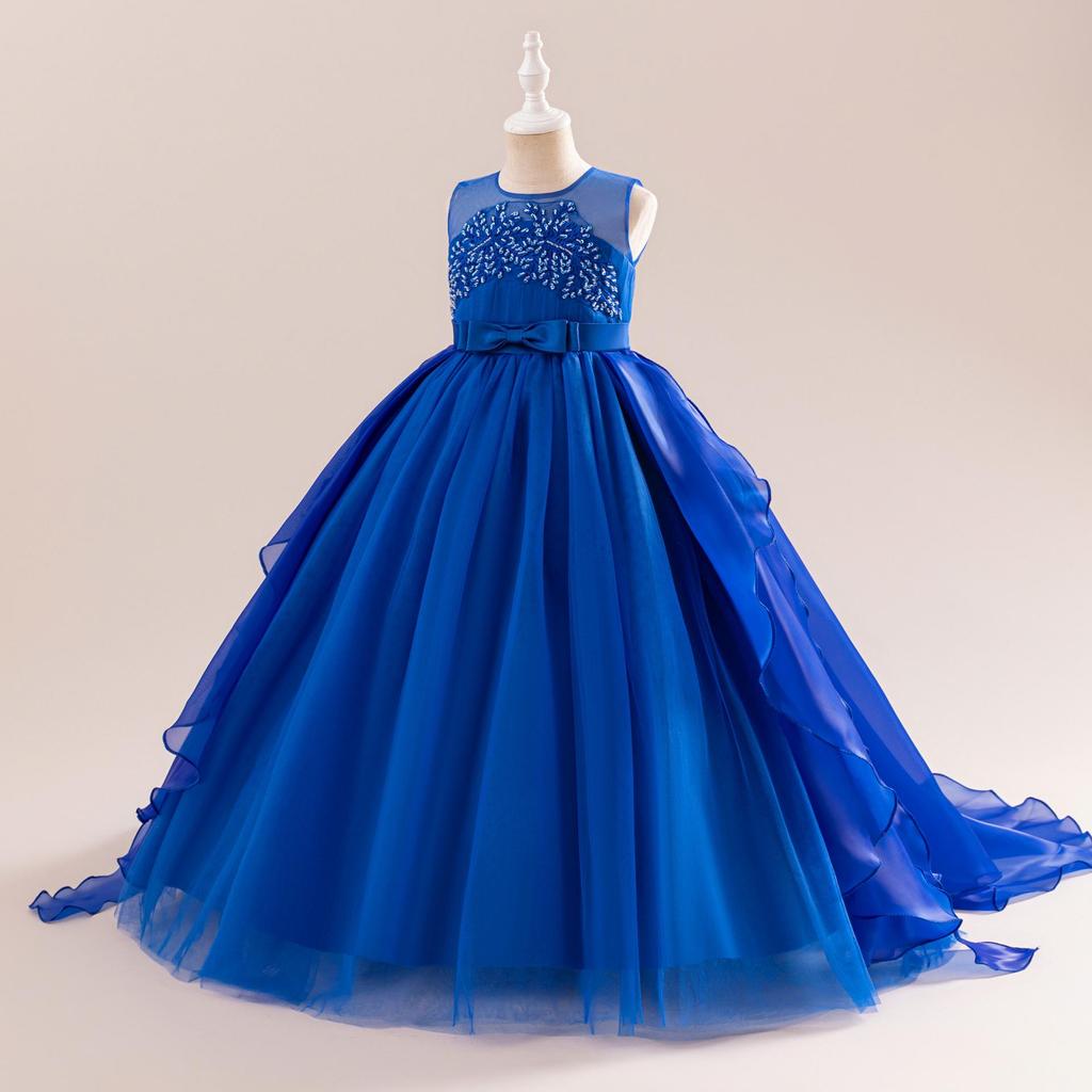 Stylish Princess Fluffy Yarn Evening Dress for Girls – Perfect for Catwalk, Hosting, or Piano Performances