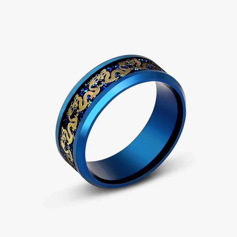 8mm Stainless Steel Domineering Dragon Pattern Rings For Men Black Male Ring Finger Fashion Zircon Wholesale Anillo Hombre