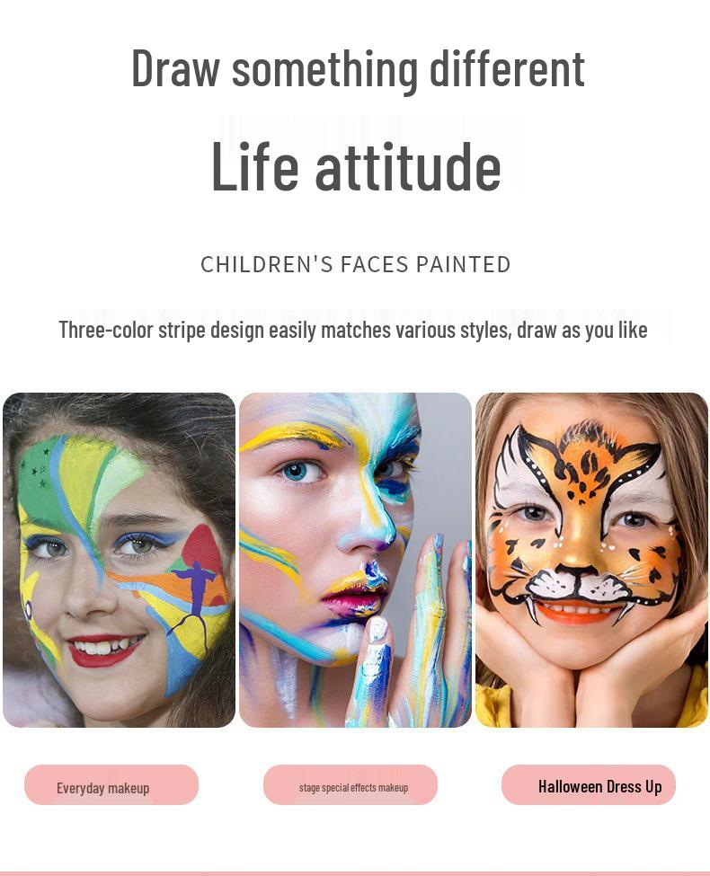 12-Color Patchwork Body Paint: Removable, Brush-Ready, Easy To Apply Halloween Stage Pigment