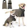 ATUBAN Warm Dog Coat English Plaid Dog Fleece Vest Windbreaker Jacket Winter Clothing Traction Eyelets Suitable for All Dog Type