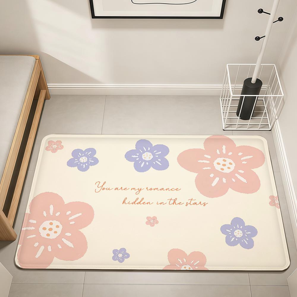 modern Simple cute flower art Home Bedside Rug Kitchen Bath Floor Mat Hallway Balcony Carpet Entrance Doormat hogar Decor