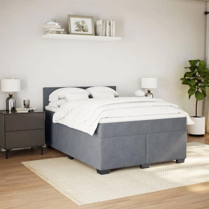 Maison Exclusive - Sommier à lattes de lit et matelas Gris foncé 140x190cm Velours