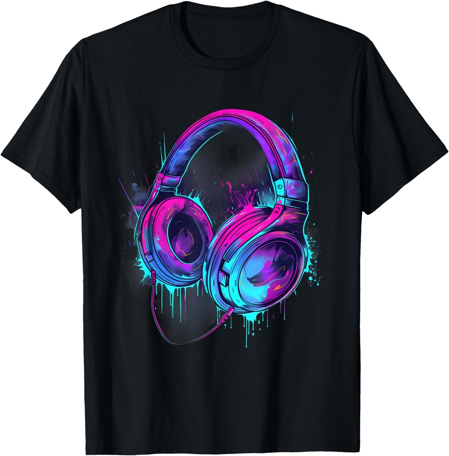 Headphones Music DJ Music Lover Music Headphones EDM Splash T-Shirt XXXXL