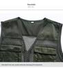 Colete Masculino de Verão em Malha com Vários Bolsos sem Mangas - Jaqueta para Fotografia ao Ar Livre e Pesca para Homens de Meia-Idade e Idosos
