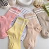 Women's Breathable Antibacterial Candy Color Mid-Calf Cotton Socks with Stripes