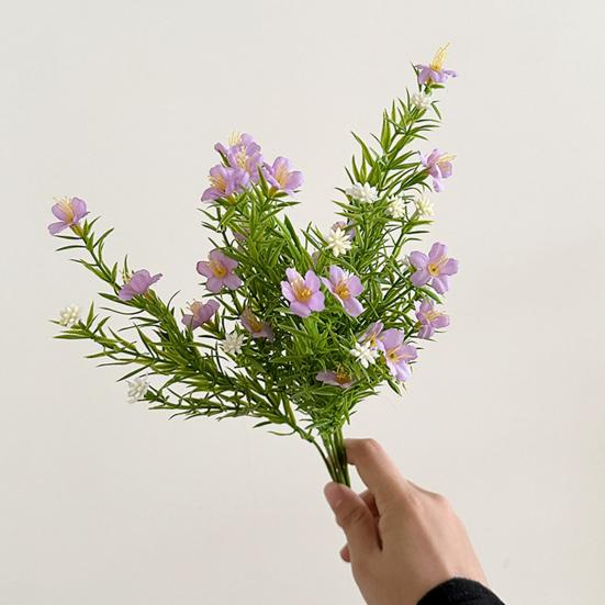Künstliche Schleierkraut mit grünen Blättern UV-beständig 7-Zweig Falsche Seidenblume Haus Büro Hochzeit Party Innen Außen Falsche Blüte Dekoration