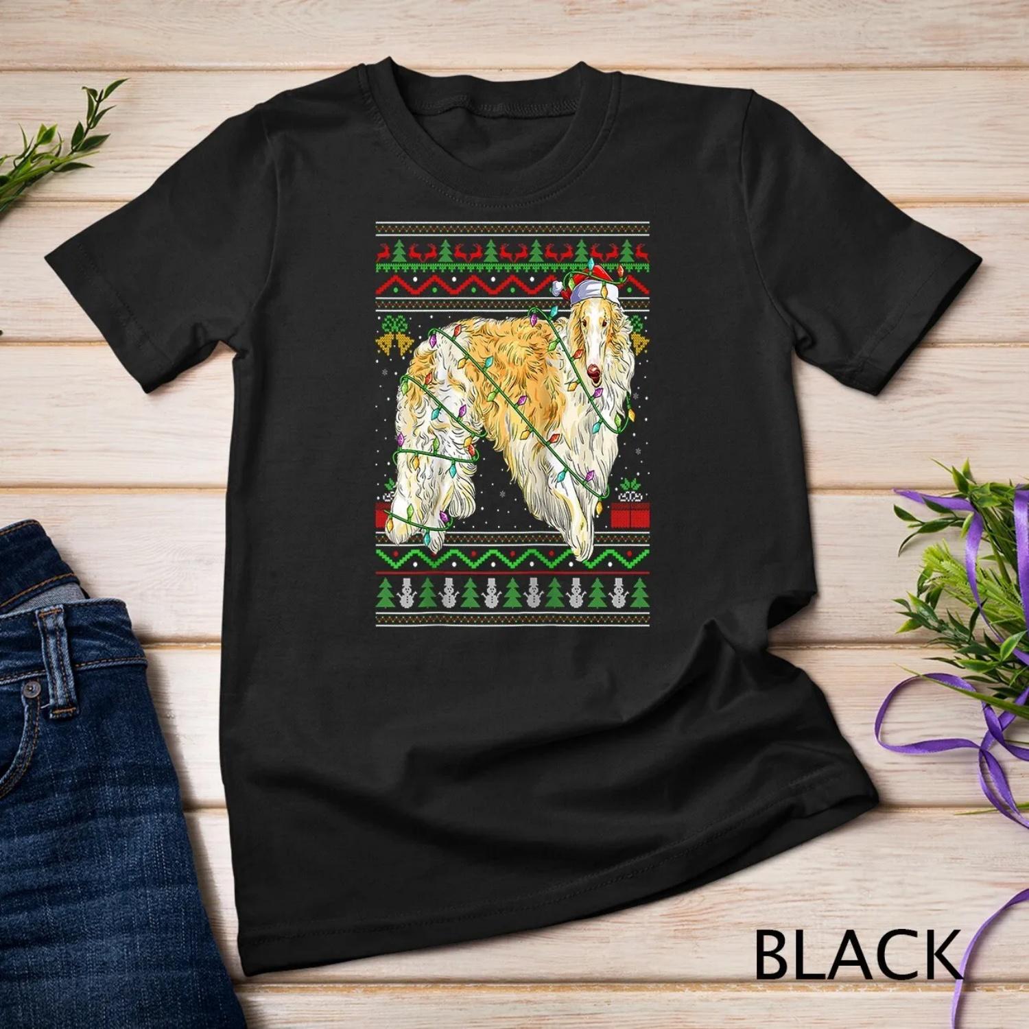 Ugly Xmas Style Santa Borzoi Dog Christmas Raglan T shirt S