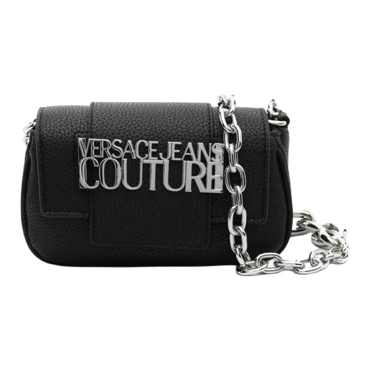 Versace Jeans Couture Solid Logo Chain Strap Flap Closure Tote Shoulder Bag Women bags Black 75VA4BB2ZS413899