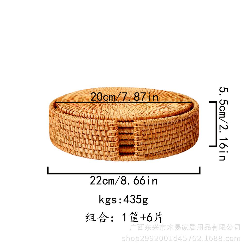 Autumn Rattan Woven Coaster Tea Set Accessories Thermal Insulation Mat Bowl Mat Dining Table Mat
