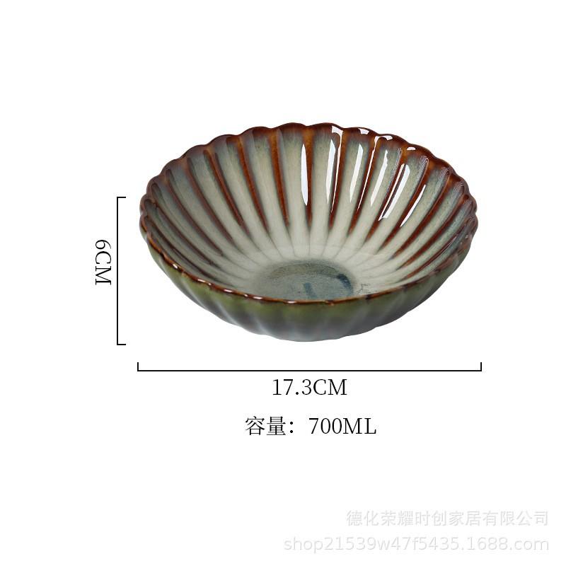 Japanese Retro Ceramic Dinnerware Set Handmade Glazed Stoneware Bowls Plates Home Dining Tableware