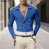 Oversized Men Lapel Neck Long Sleeve Casual Loose Thin Ribbed Blazer Coats