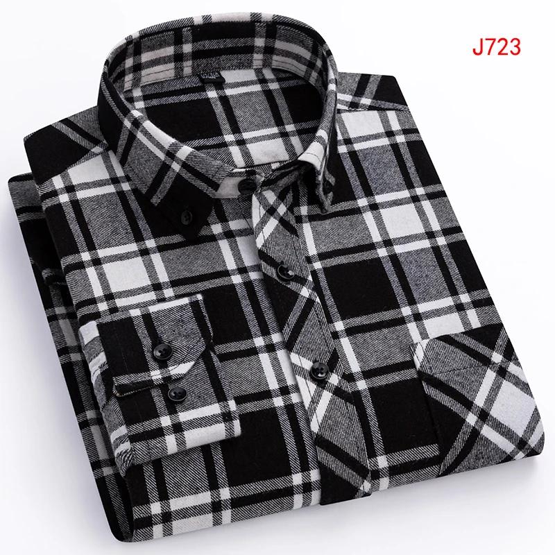 New Autumn Winter Fashion Men Casual Flannel Plaid Long Sleeve Shirts S-8XL Regular Fit Pocket Businessman Dress Shirts Daily