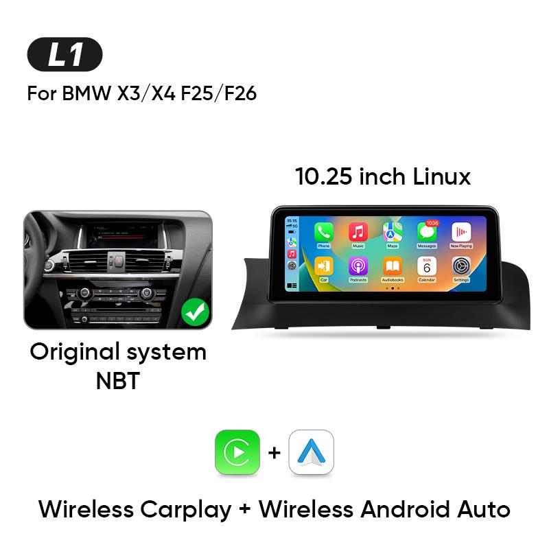 

Ainavi 10,25-дюймовый автомобильный радиоприемник беспроводной CarPlay Android Auto для BMW X3 X4 F25 F26 2011 - 2017 CIC система 4G мультимедийный плеер 2Din