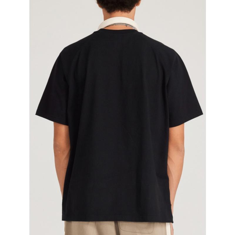 Black T Shirt Men Vintage Newspaper Rose Print Casual Streetwear Fashion Top for Daily Wear and Outings