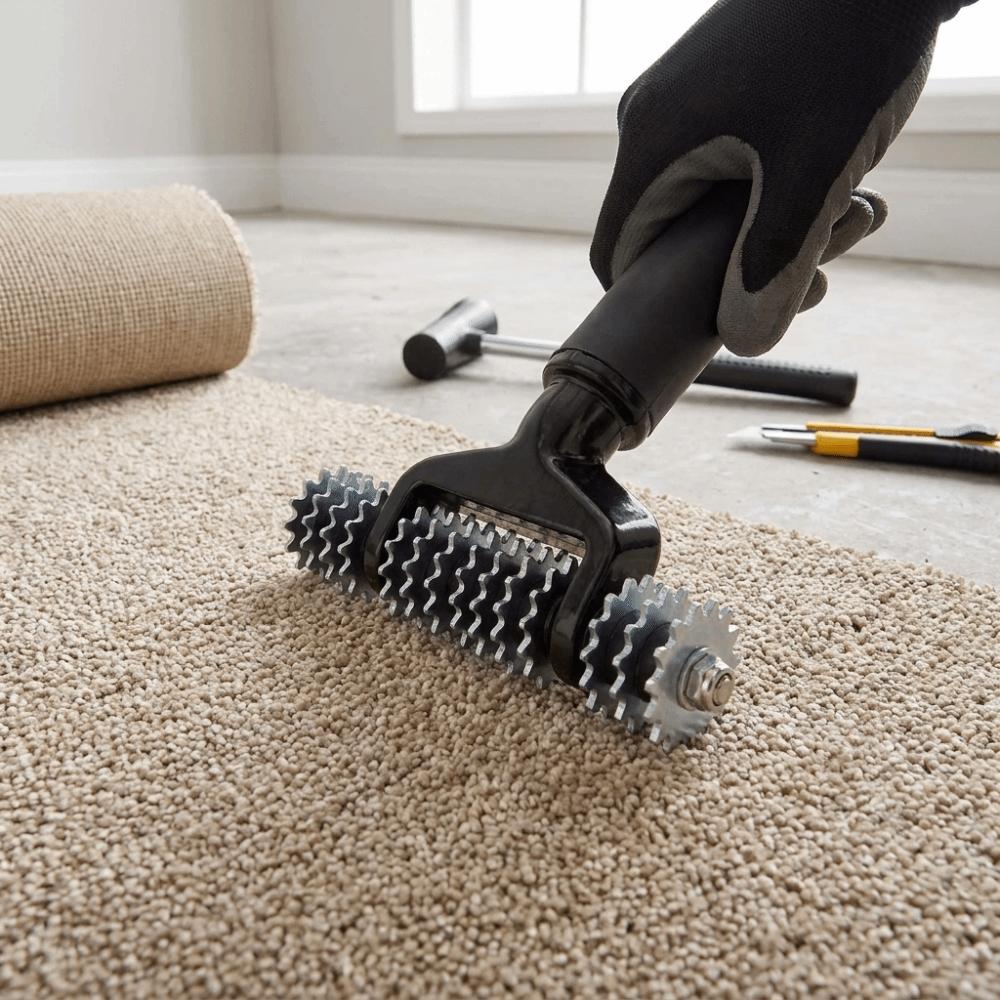Solid Metal Wheel Carpet Seam Roller Serrated Toothed Roller  DIY Home Carpet Laying