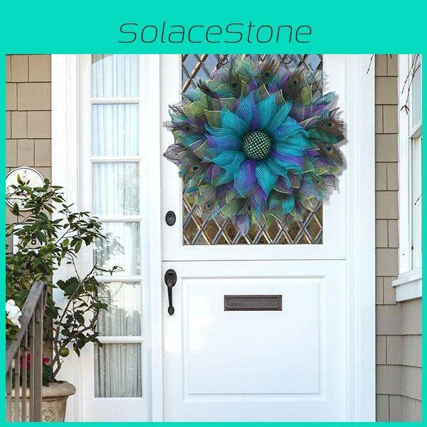 Peacock Feather Wreath Festive Event Decor Natural Materials Seasonal Decor Home