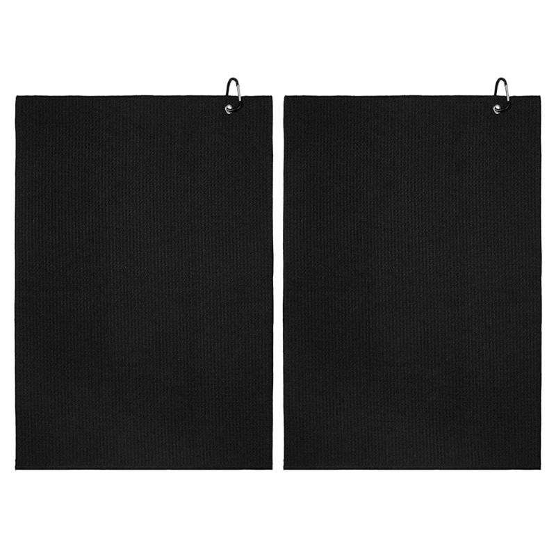 2Pcs Golf Towels,Microfiber Merbau Pattern Golf Towel for Men Women Golf Gifts Black Golf Towel with Carabiner Clip