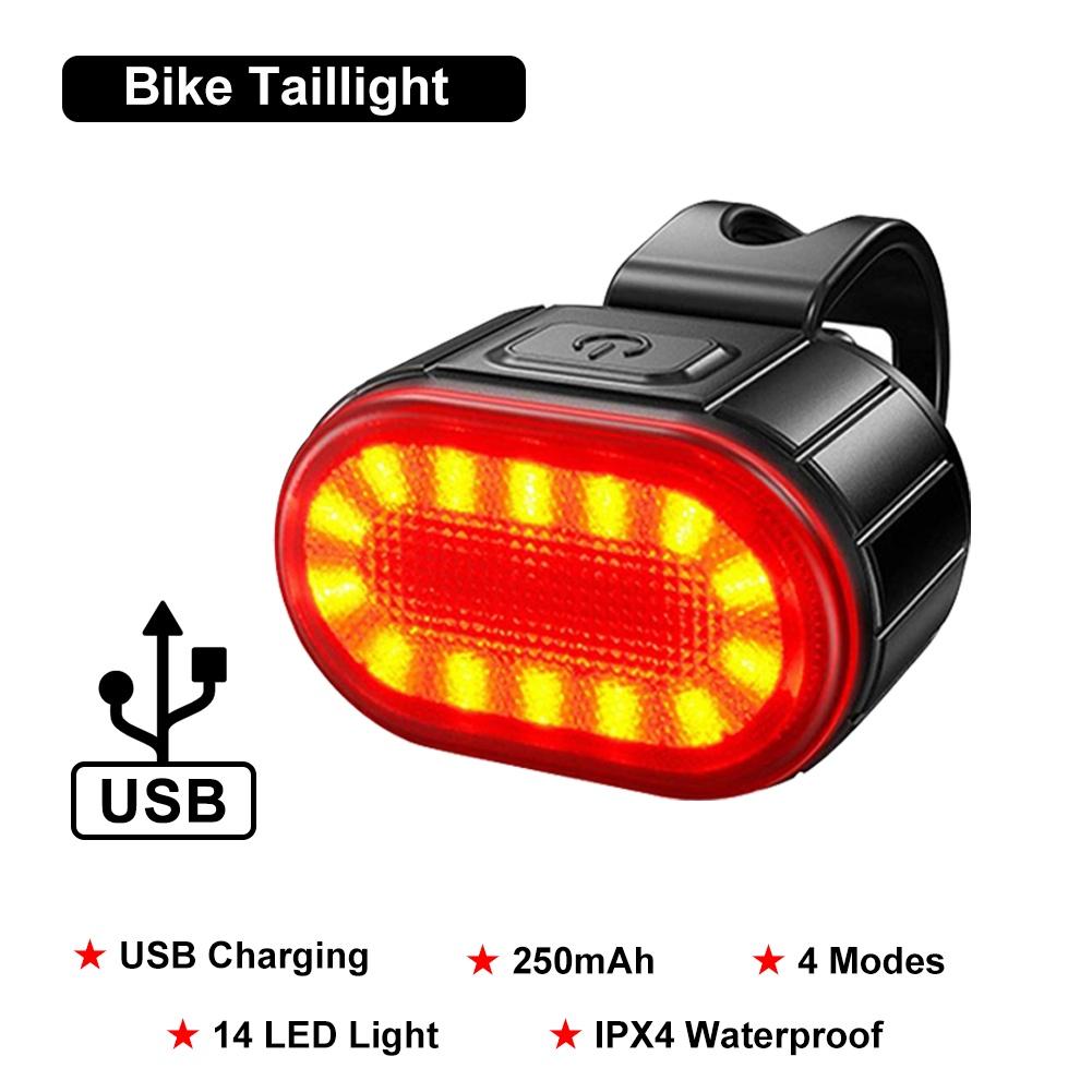 USB TYPE-C Rechargeable LED Front  Rear Bike Light  Headlight Cycling Taillight Bicycle Lantern Lamp