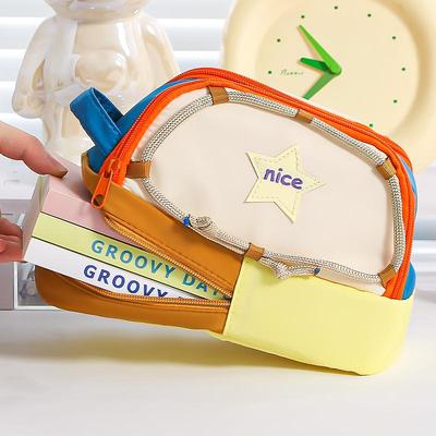 Star Tent Style Pencil Case Large Capacity Pen Bag Cute 3 Comparterment Storage Pouch for Students Stationary School