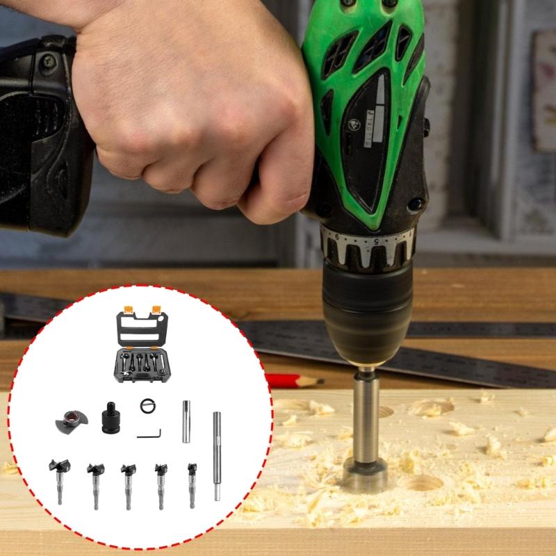 Premium Woodworking Drill Bit Set With Positioning Guide And Hex Wrench Ideal For Cabinetry Furniture Making Hole Cutter