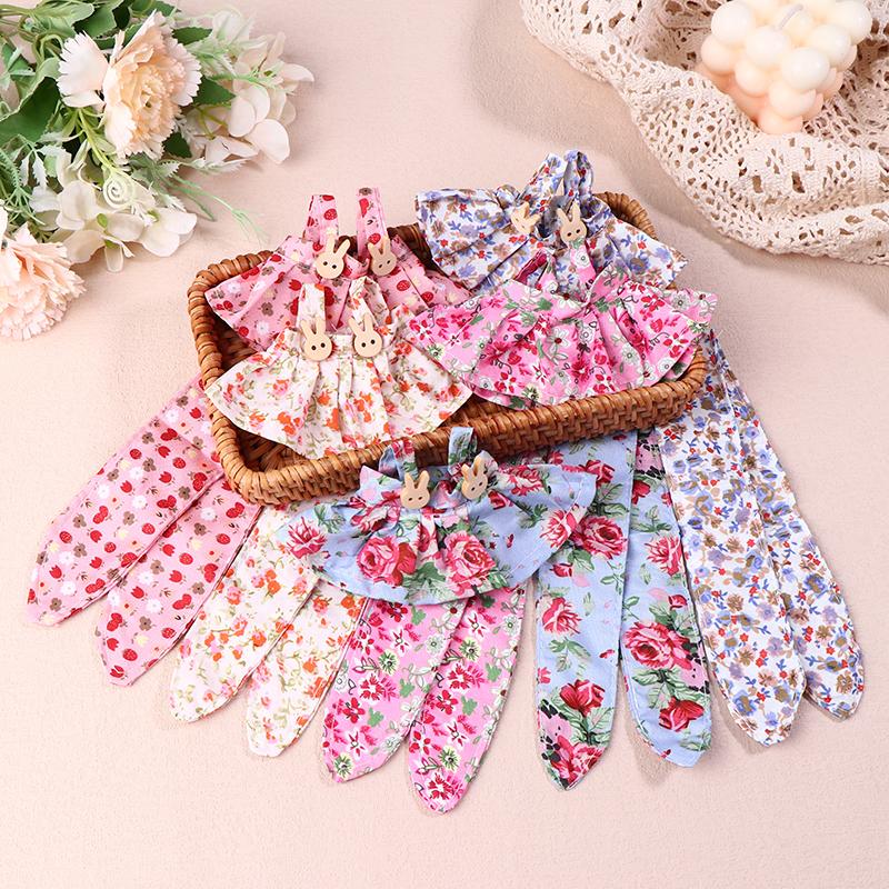 For 17cm Labubus Doll Clothes Accessories Sweet Floral Dress With Headband