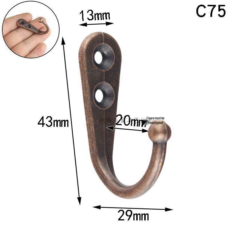 Dual-Hole Antique Style Zinc Alloy Coat & Hat Hook, Eye-Catching Light Duty Wall Hook