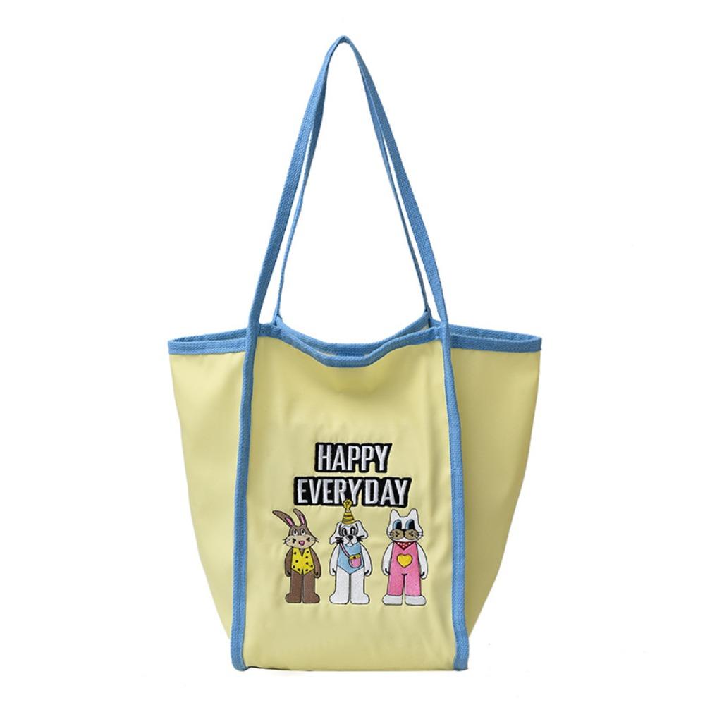 

Casual Bunny Shoulder Bag Lightweight Embroidery Basket Bag Cartoon Shopping Bag Travel жёлтый