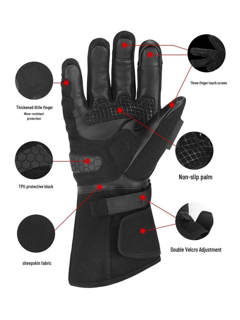 Motorcycle Heated Winter Gloves: Touchscreen, Thinsulate, Velvet-Lined for Skiing and Outdoor Use