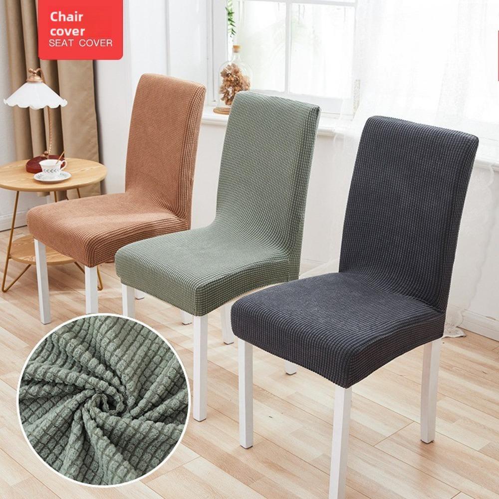 Plaid Fleece Thick Elastic Chair Covers for Hotel Restaurant Dining Stretchable Anti-Stain Seat Slipcovers