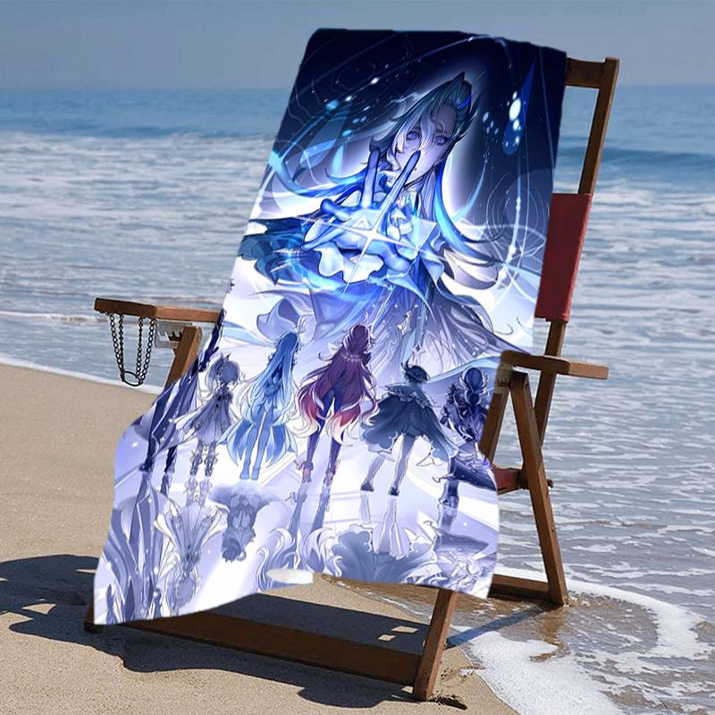 Proof Beach Towel with a Genshin Impact Navelette Pattern - Soft,absorbent,quick-drying,machine Washable - Perfect for Swimming,camping,bathing