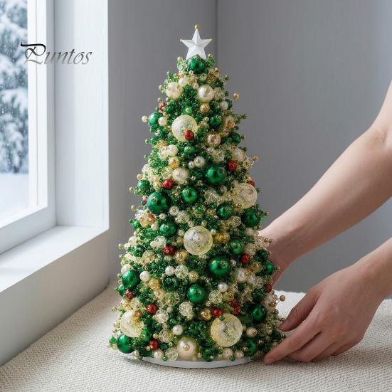 Crafting Kit for Beginners DIY Beaded Christmas Tree Kit, Handmade PVC Glitter Craft Easy Bead Set, To Assemble Art Kids And Adults Supplies