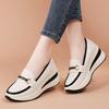 Women Slip on Platform Loafers Casual Leather Business Office Shoes Thick Sole Height Increase Shake Shoes Large Size
