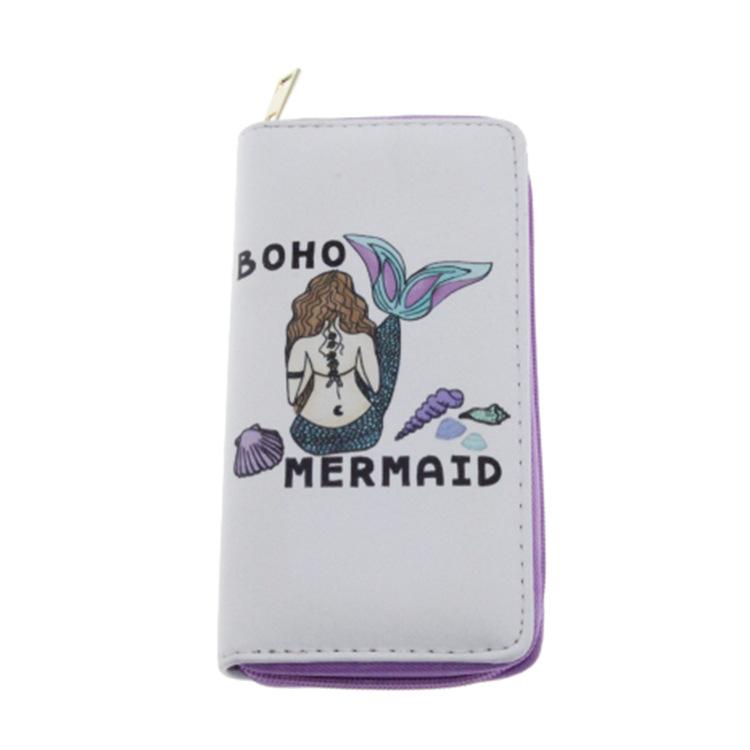 Mermaid long zipper wallet, card bag, wallet, clutch bag.
