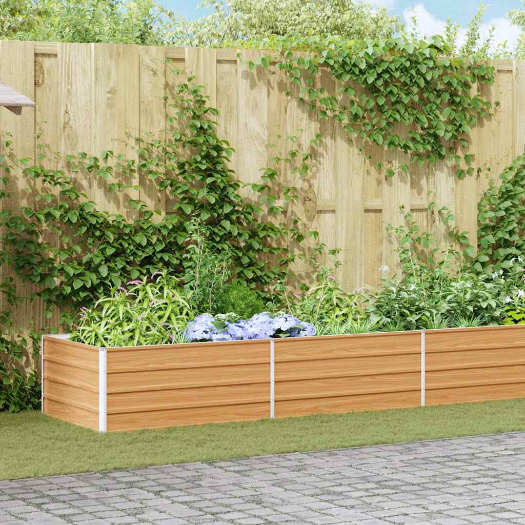Raised Bed Light Brown 600 X 80 X 45 Cm Galvanized Steel