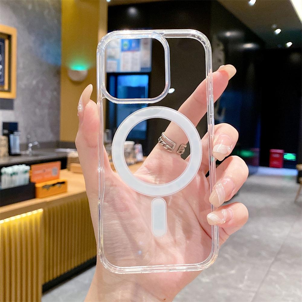 

Прозрачный чехол для телефона Magsafe Magnetic для iPhone 16 15 13 11 Pro Max 12 14 Plus X XS XR Wireless Charge Противоударный чехол For iPhone 13 ProMax