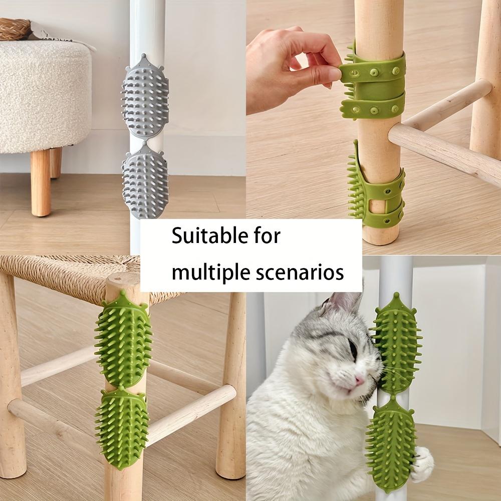 Silicone Cat Scratch Board with Flexible Bristles & Massager - Wall-Mounted or Table Leg-Mounted,Non-Electric Pet Grooming & Hair Removal Tool,Durable