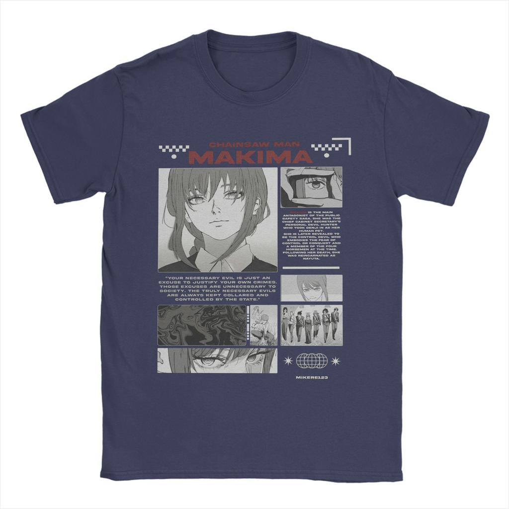 Men's Makima Chainsaw Man Japanese Manga (2) T Shirts Cotton Tops Casual Short Sleeve Round Collar Tee Shirt Original T-Shirts