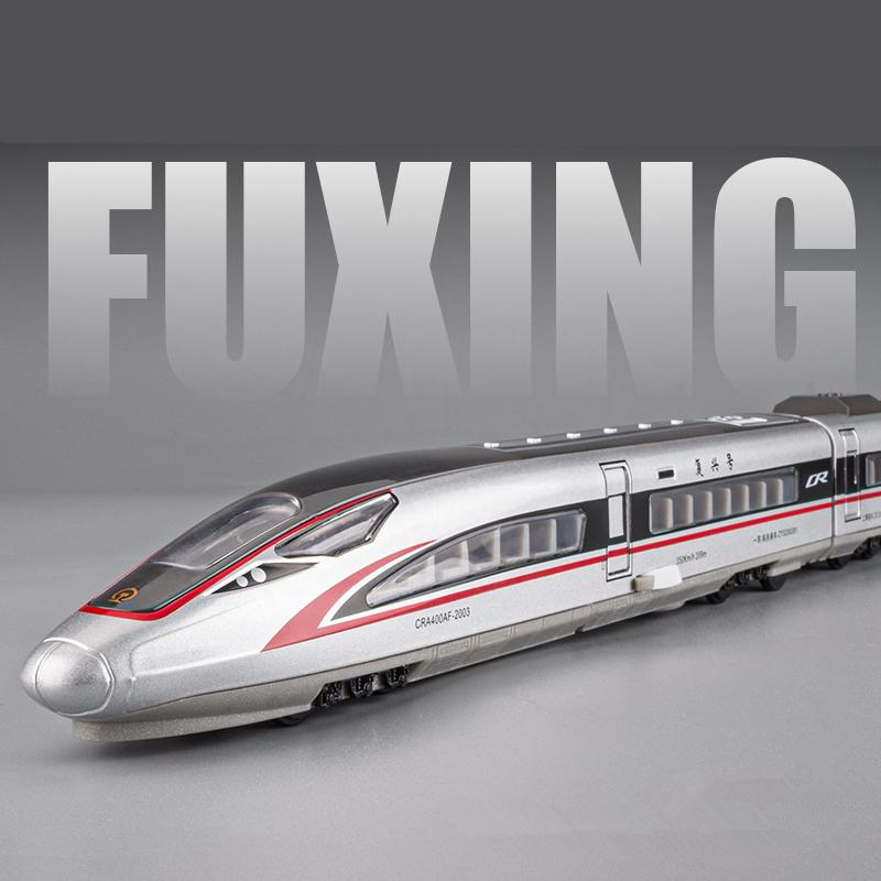 Lega Treno ad Alta Velocità Modello Diecast Metallo Giocattolo Rotaia Elettrico Treno ad Alta Velocità Veicoli Metropolitana Modello Auto Suono e Luci Regalo per Bambini