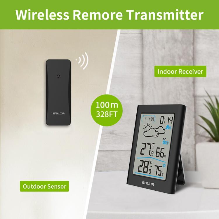 Indoor Outdoor Hygrometer Thermometer Digital Weather Station Wireless Weather Forecast Sensor Alarm Clock Date Backlight