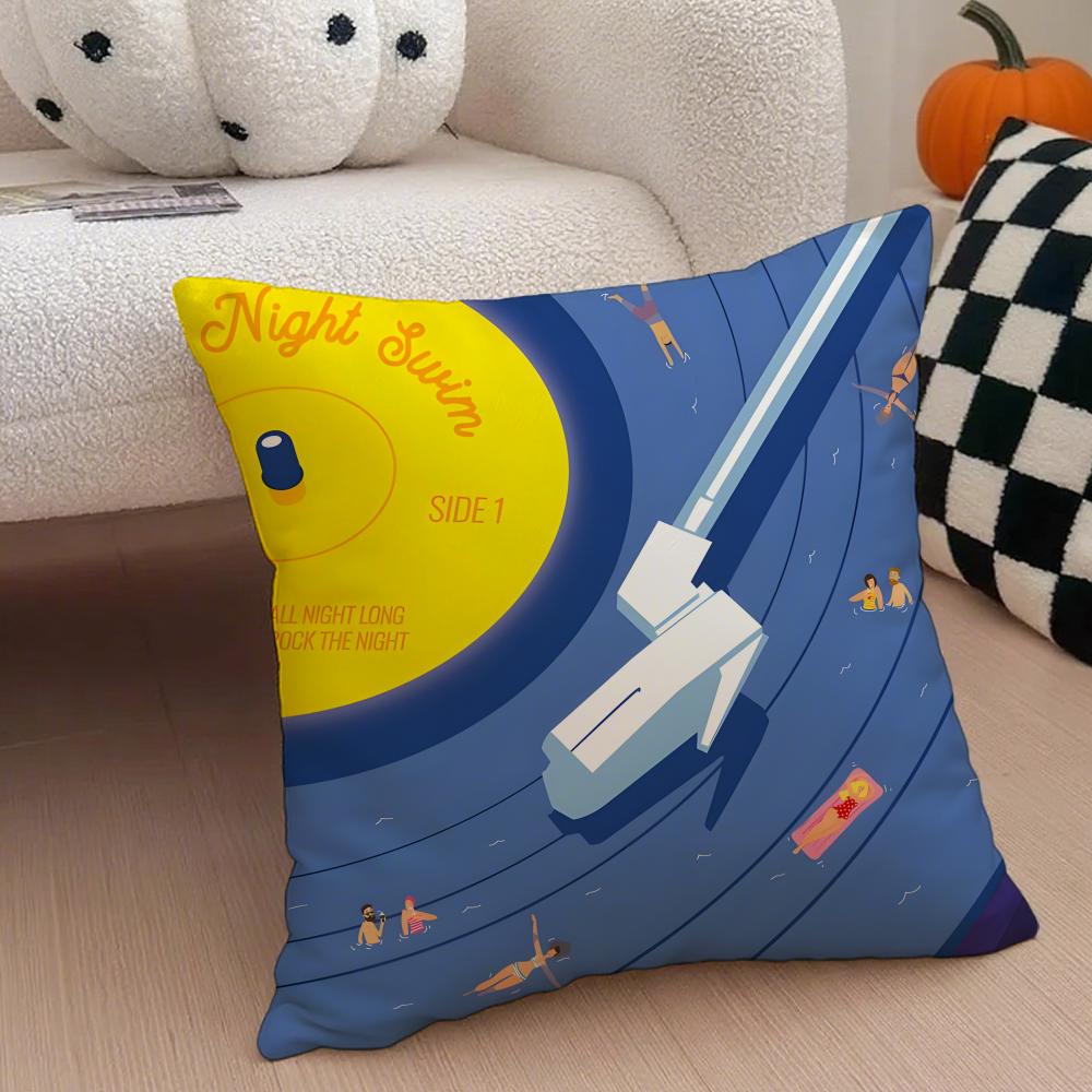 Vintage Vinyl Record Retro Music Cushion Cover Throw Pillow Cover Hidden Button Durable Polyester Chair Cushion