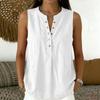 Women Sleeveless V Neck Button Front Loose Fit Casual Tank Top Lightweight Summer Blouse for Daily Wear Office Travel