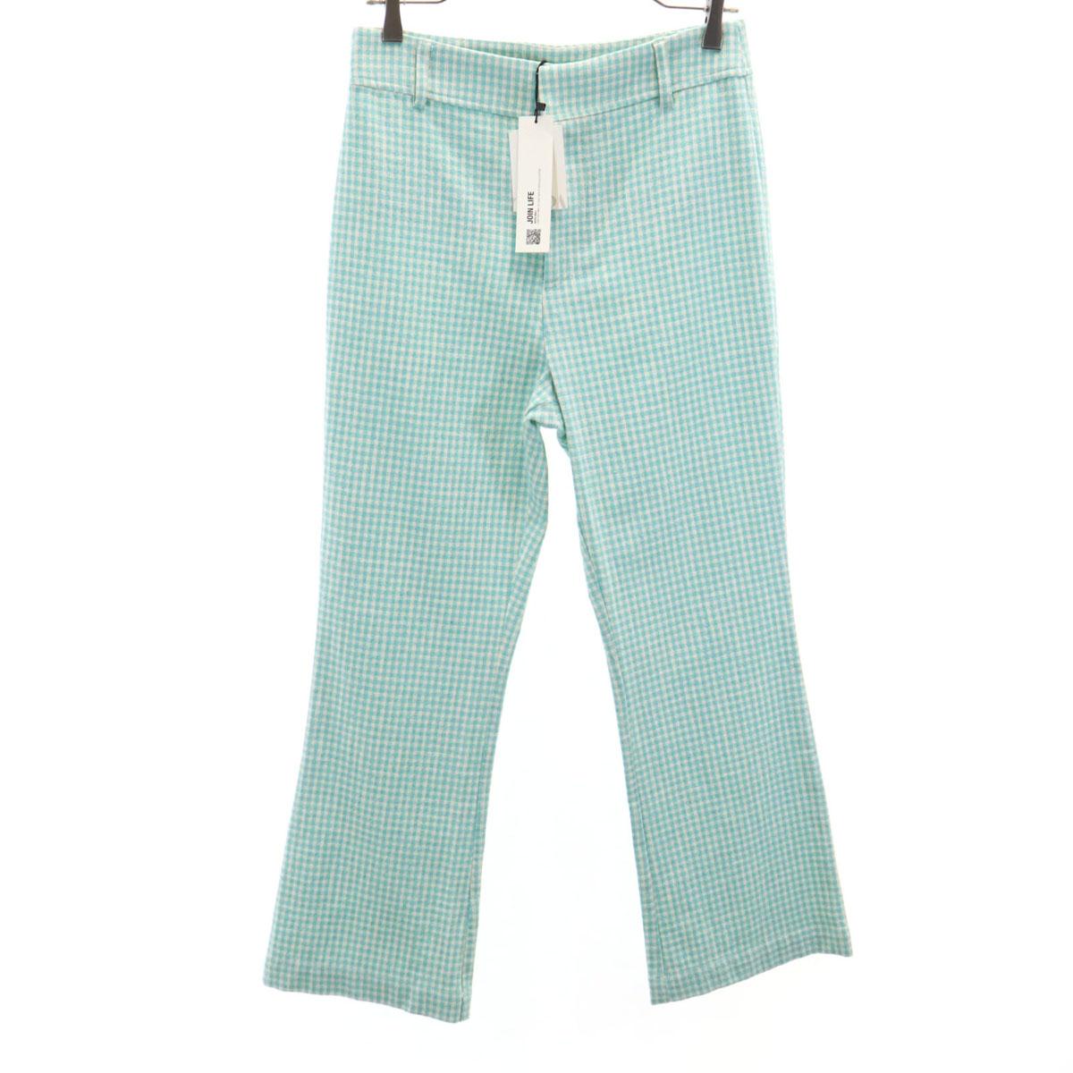 

unused ZARA Gingham Check Pattern Flare pants M Mint green Women Used