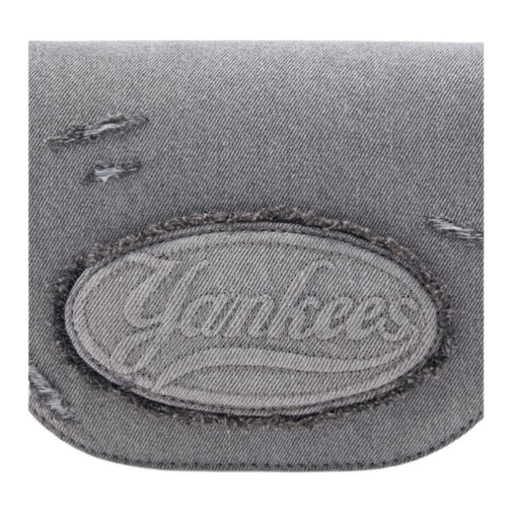 MLB New York Yankees Engraved Vintage Twill Cotton Shoulder Bag Women Bags Gray 3ACRVD15N-50GRS