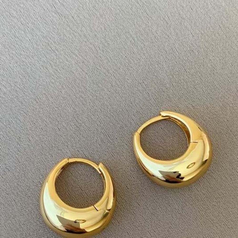 925 Silver Needle Circle Earrings Elegant Silver Ear Buckles Brilliant Golden Round Earrings  Girls