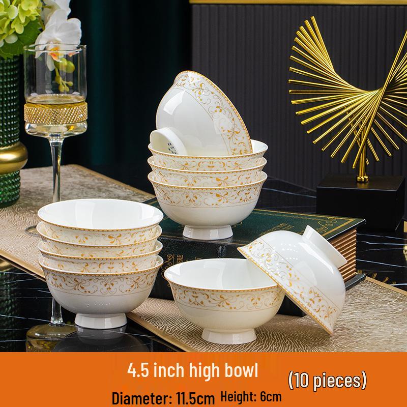 Sun Island Goldrand Bone China Tiefer Teller: Suppen-, Abendessen-, Reis- und Dessertteller - Elegantes Keramikgeschirr.