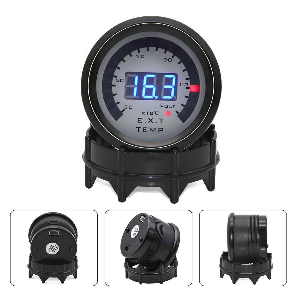 AD 52mm Exhaust Temperature Gauge 30~130×10℃ Digital Exhaust Gas Temp Gauge 20 LED EXT Gauge Car Meter with Exhaust Temp Sensor