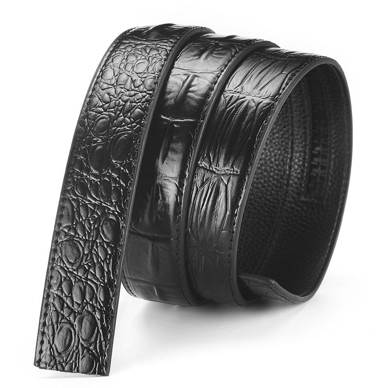 Headless Men's 3.5cm Leather Belt Strap with Automatic Buckle-Free Design